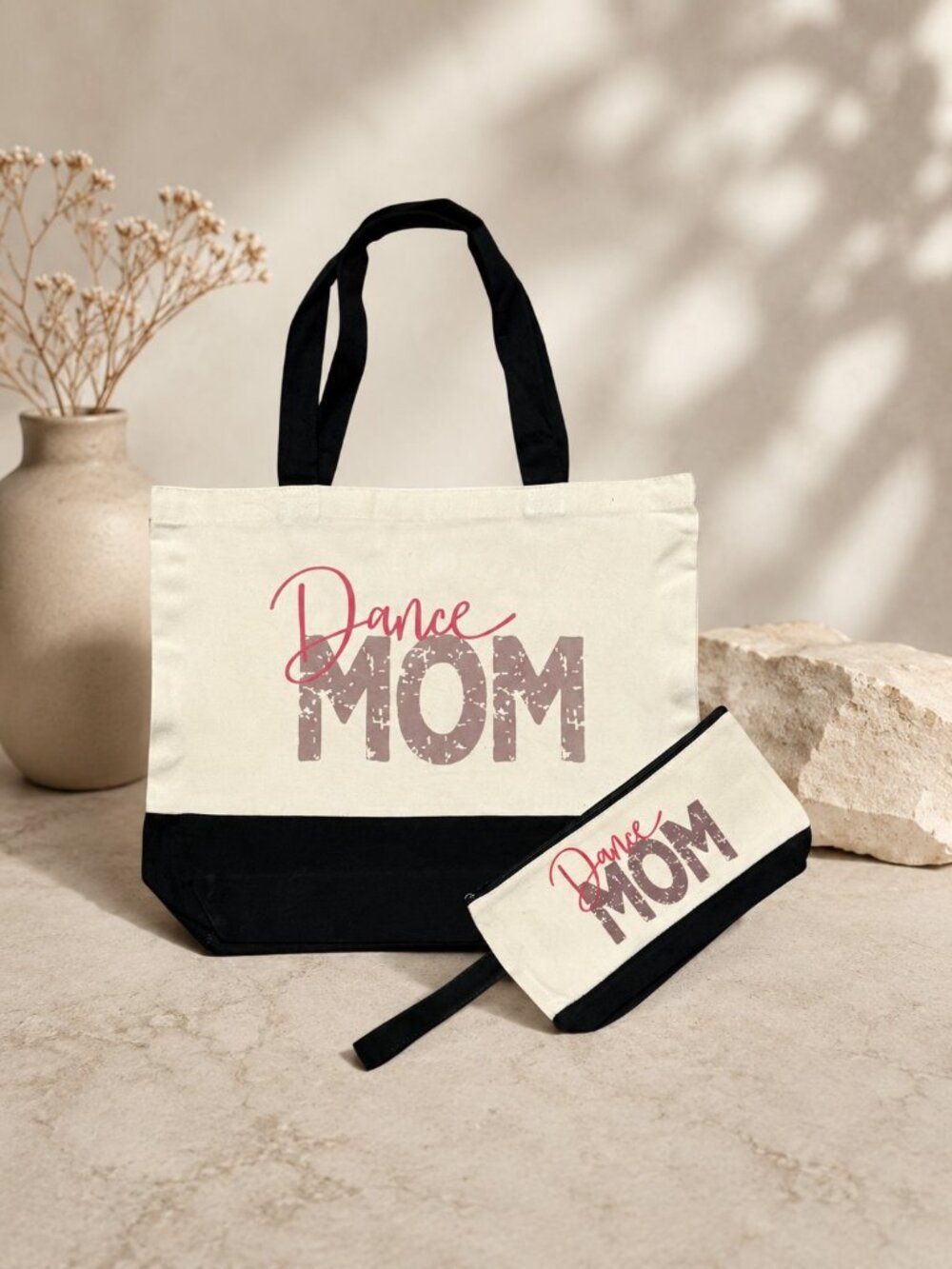 NWT Dance Mom Canvas Tote & Cosmetic Bag Set | Matching Dance Mom Gift